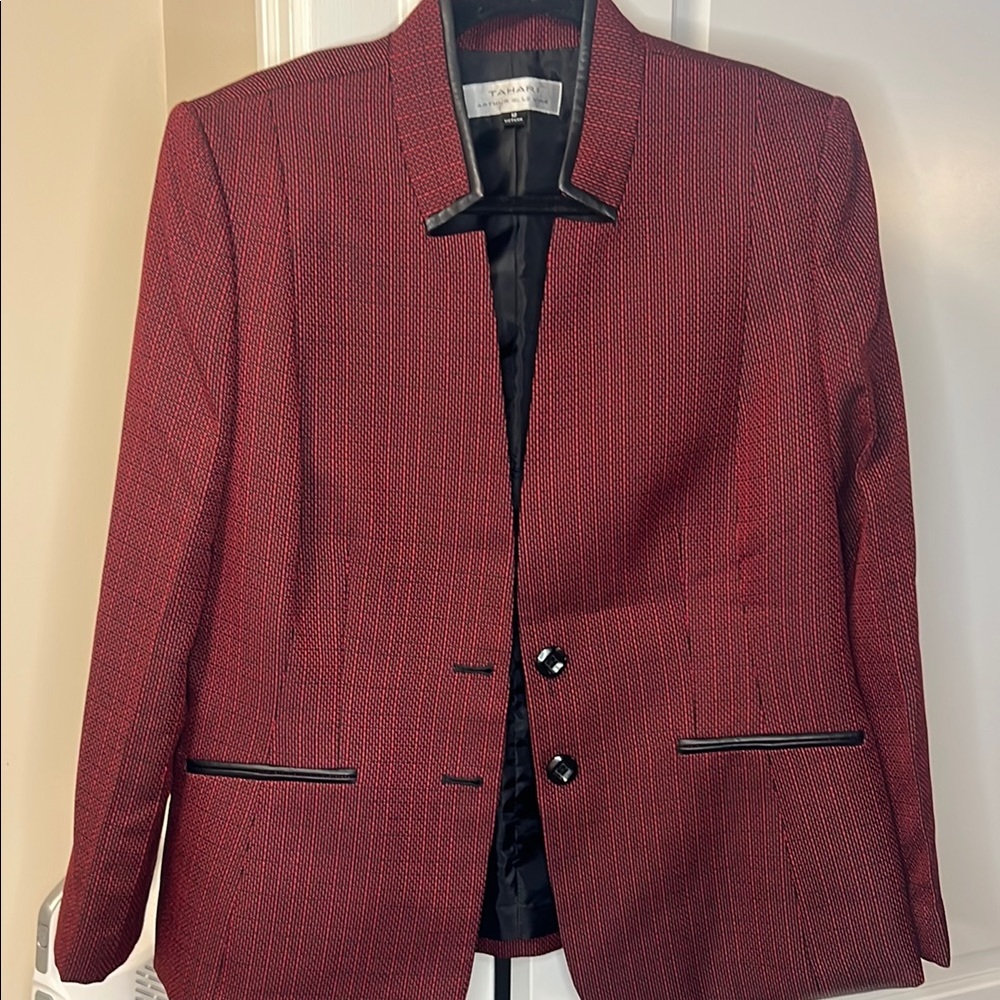 Tahari Arthur S. Levine Red Blazer with Black Accents